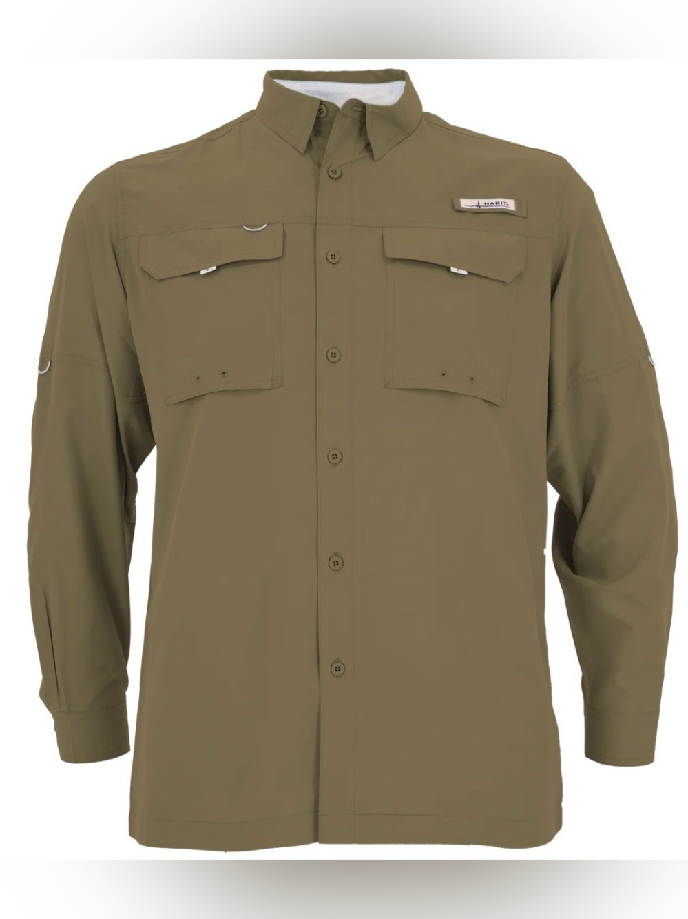 HABIT Mens XL Long Sleeve River Shirt Olive Green Vented 40+ Protection Pockets
